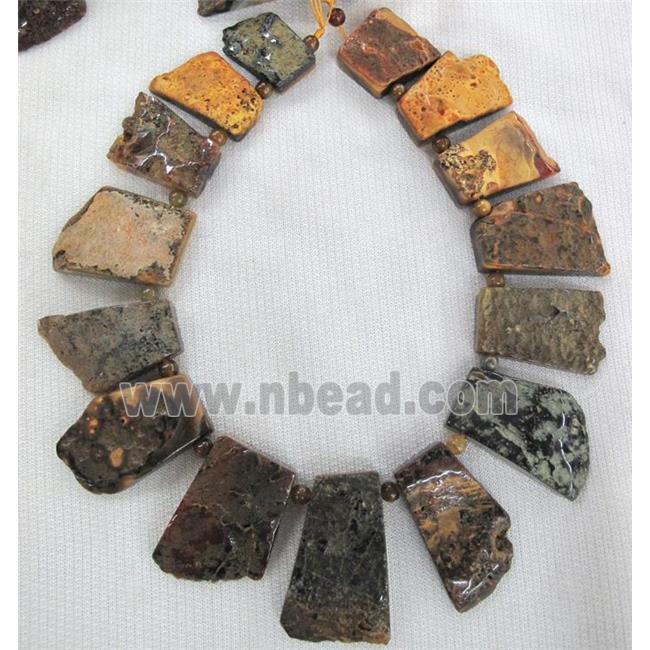 orange Rock Agate stone beads, trapeziform