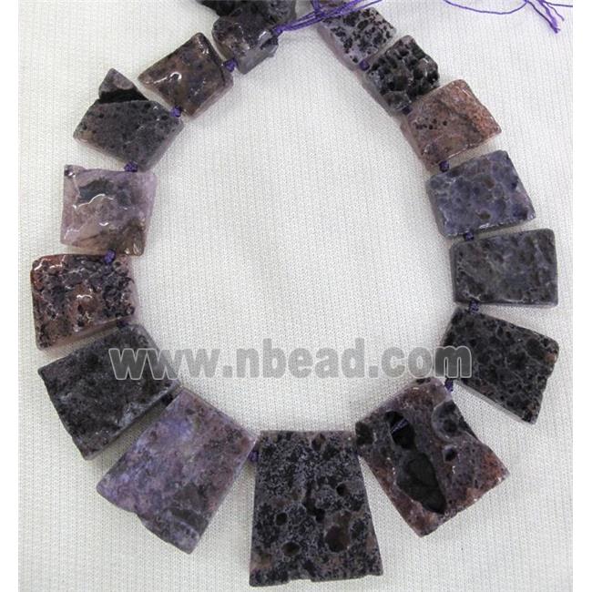 purple Rock Agate stone beads, trapeziform