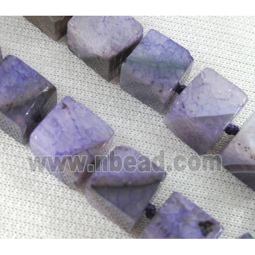 purple agate stone bead, cube