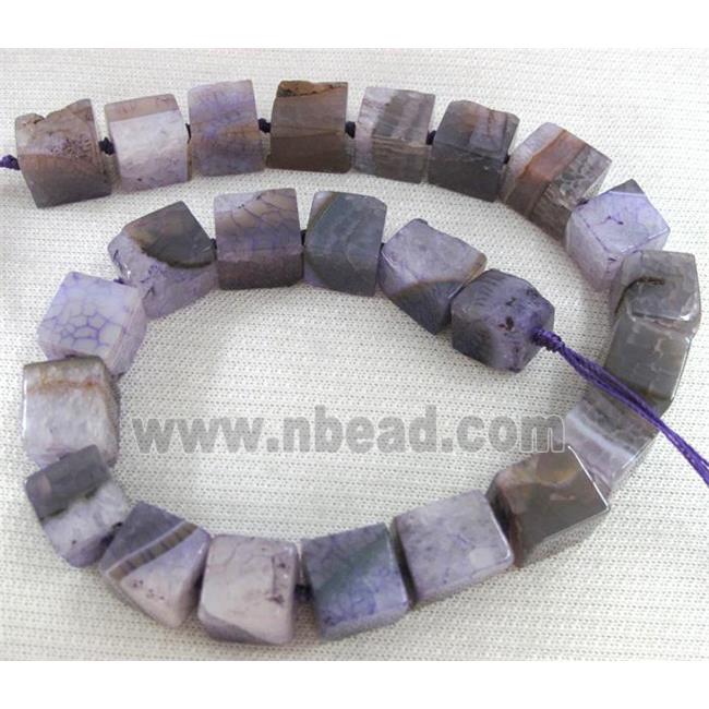 purple agate stone bead, cube