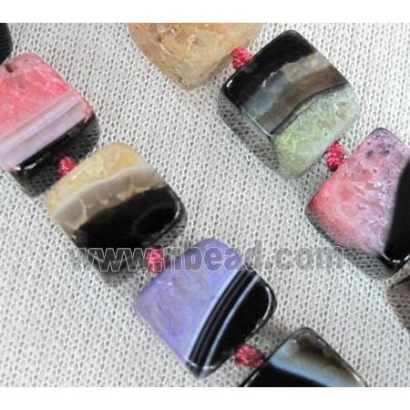 druzy agate stone beads, cube, mixed color