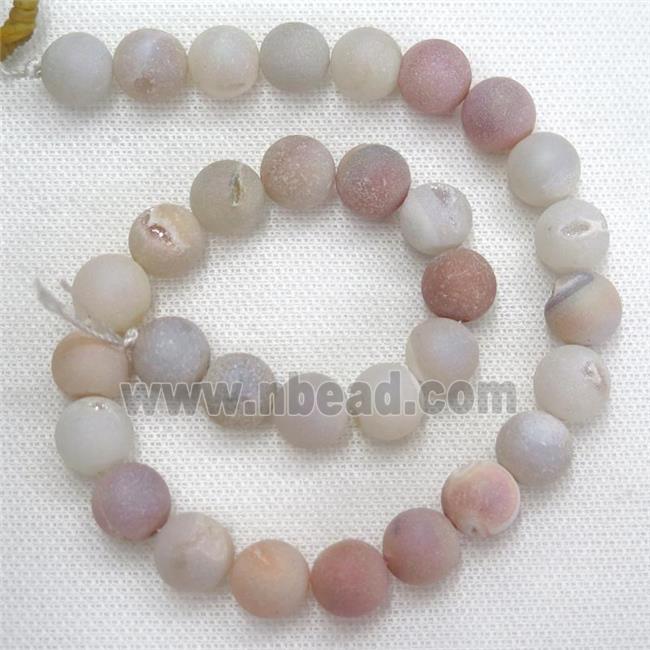 round Agate Druzy Beads, natural color