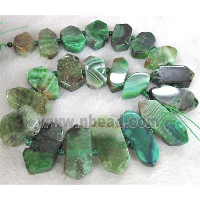 agate beads, point, guidepost, green