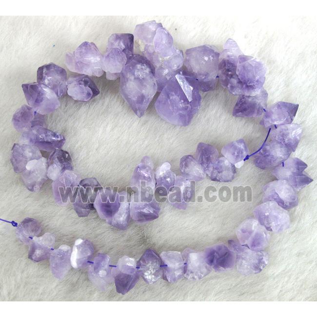cluster point Natural Chalcedony Beads, freeform, purple