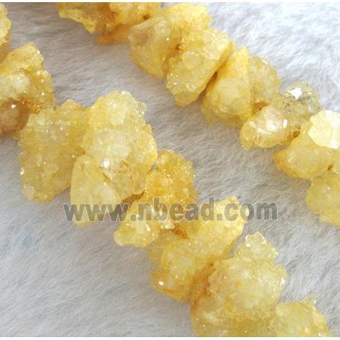 yellow druzy quartz beads, freeform