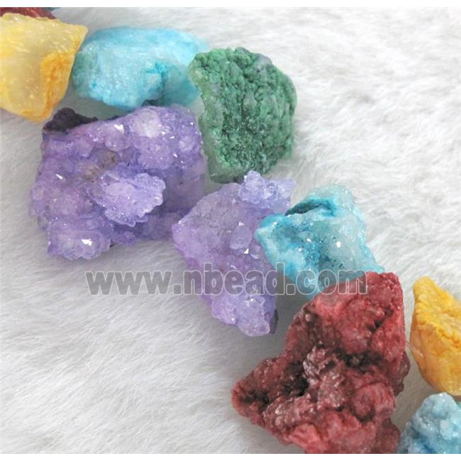 druzy agate beads, freeform, mixed color