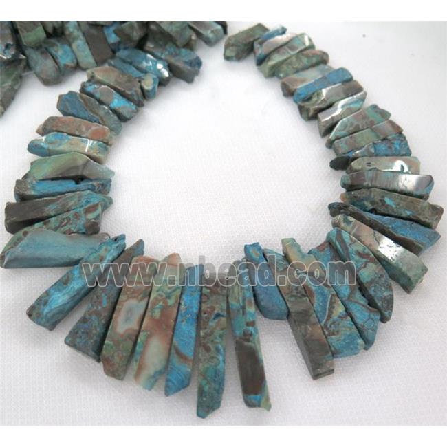 Ocean jasper collar beads, stick, green