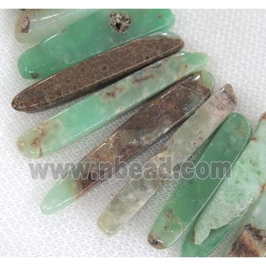 Australian Chrysoprase beads, stick, green