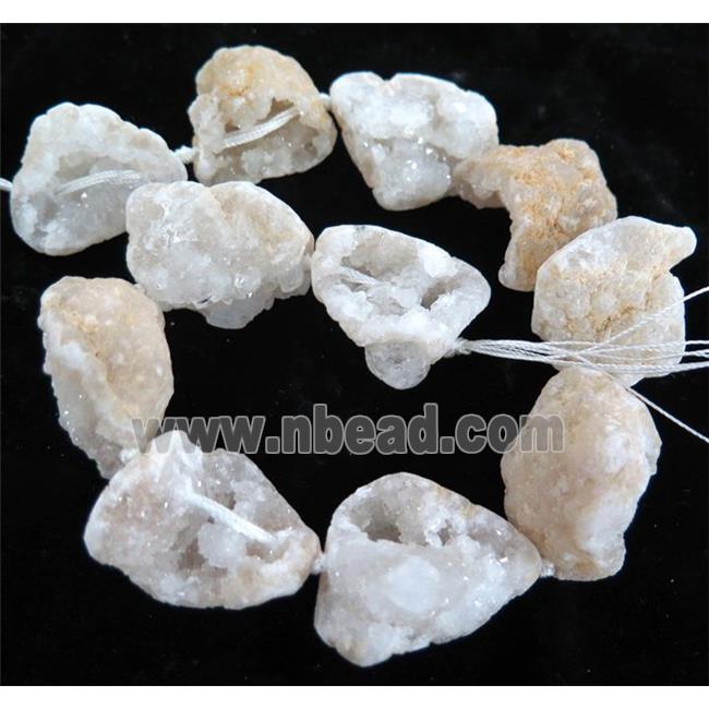 white druzy agate beads, freeform