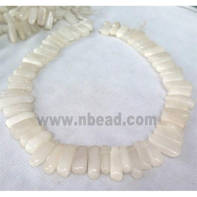 white jade bead for necklace, stick, freeform