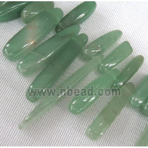 green aventurine bead for necklace, stick, freeform