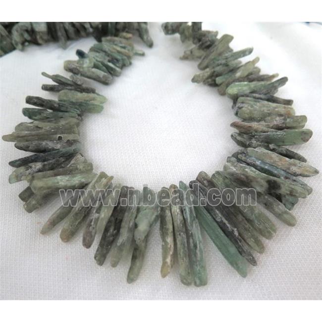 Green Kyanite beads, stick, freeform
