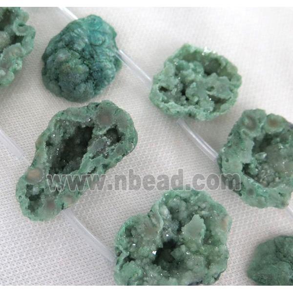 green Agate Druzy Beads, freeform