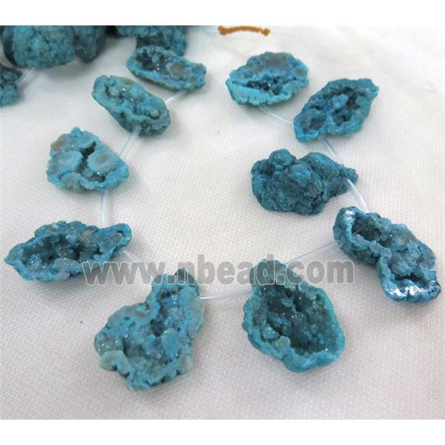 blue Agate Druzy Beads, freeform