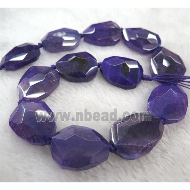 Agate Beads, faceted teardrop, purple