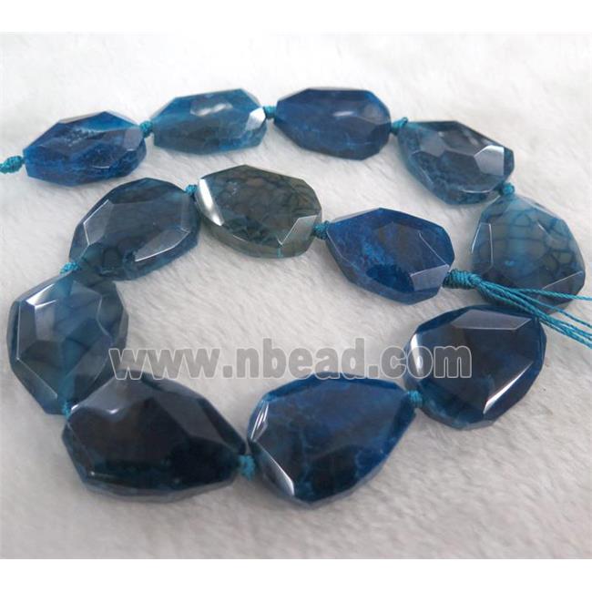 agate bead, faceted teardrop, blue