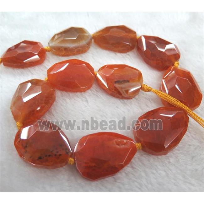 agate bead, faceted teardrop, orange