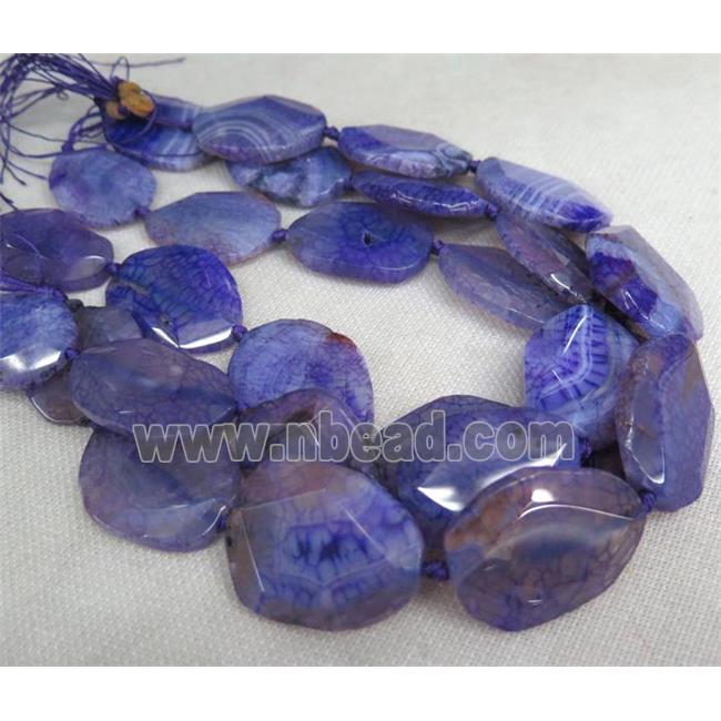 purple Agate Slice Beads, faceted freeform