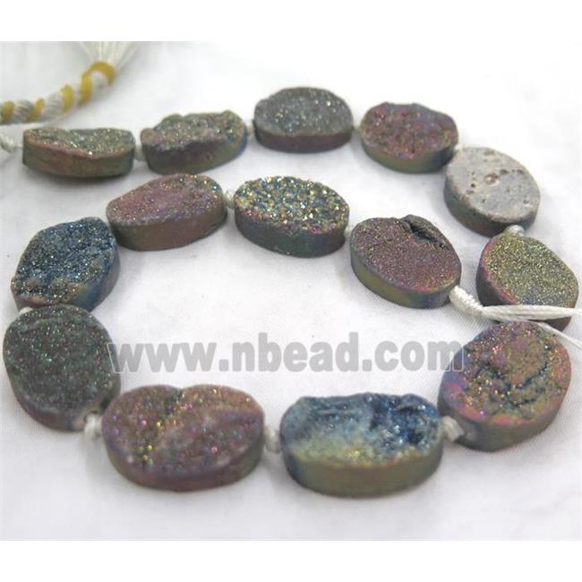 mix druzy quartz beads, oval, electroplated