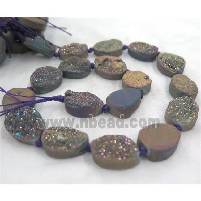 mix quartz druzy beads, teardrop, electroplated