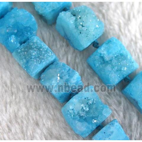 blue druzy quartz square beads