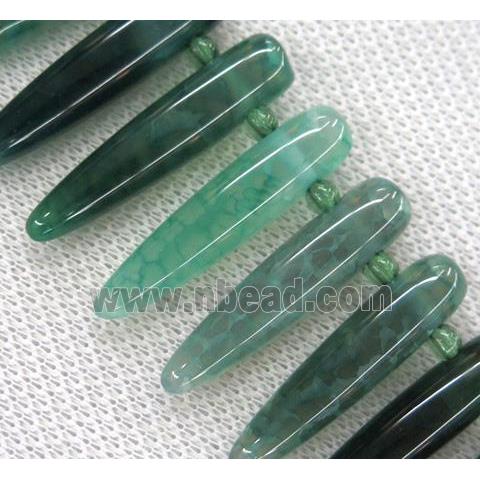 green agate bullet beads