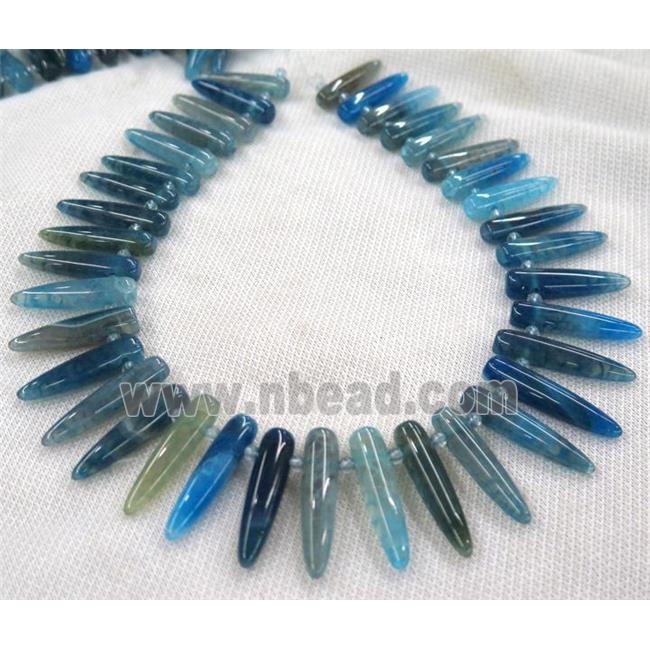 agate bullet bead, blue