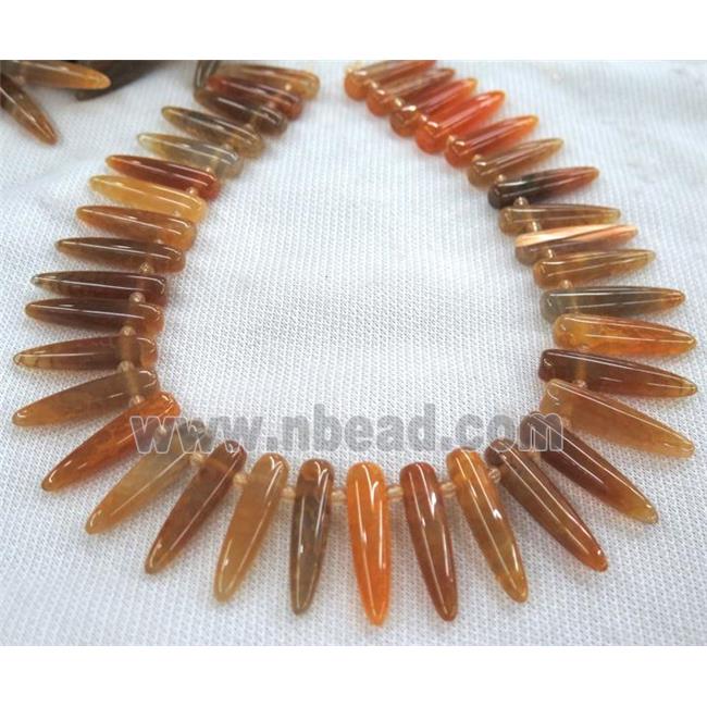 agate bullet collar bead, orange