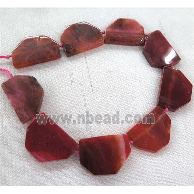 red agate hexagon beads