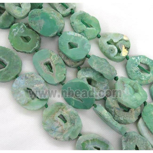 druzy agate beads, freeform, green
