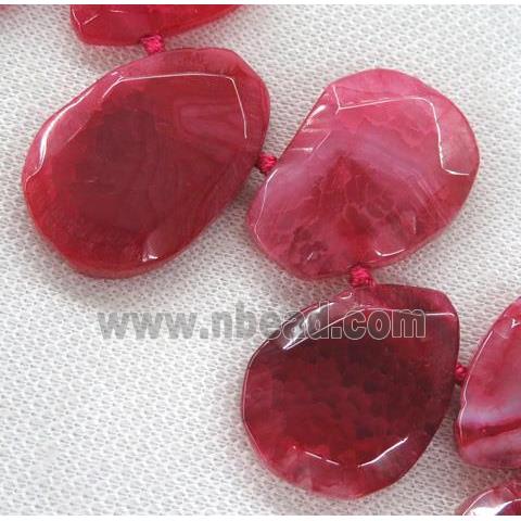 red agate beads, faceted teardrop, top-drilled