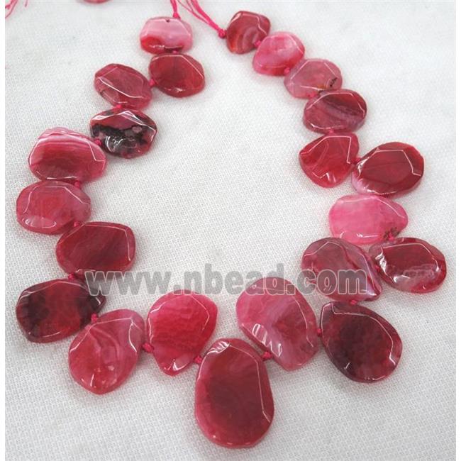 red agate beads, faceted teardrop, top-drilled