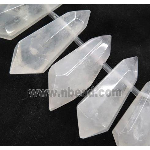 Clear Quartz Bullet Beads, top-drilled, polished