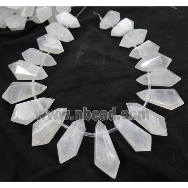 Clear Quartz Bullet Beads, top-drilled, polished
