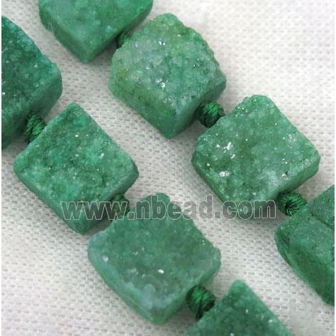 green druzy quartz square beads