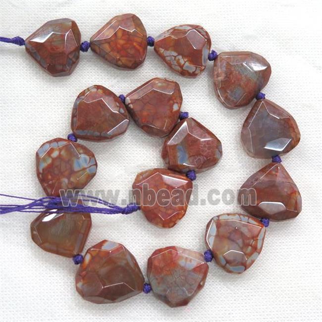 purpleOrange Dragonveins Agate beads, faceted heart