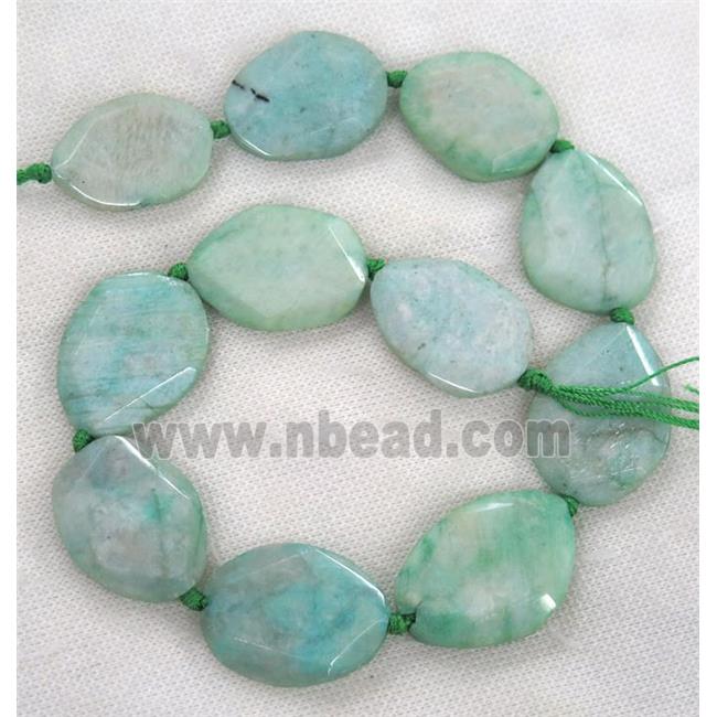 green Amazonite beads, faceted freeform