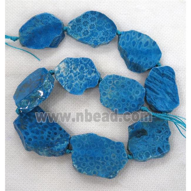 blue Coral Fossil slice beads