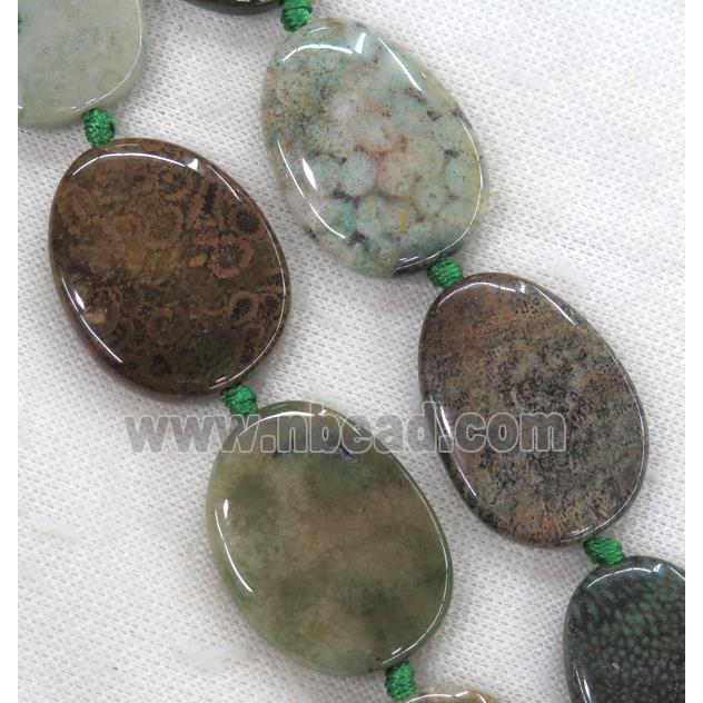 green Coral Fossil beads, freeform