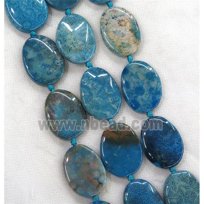 blue Coral Fossil beads, freeform