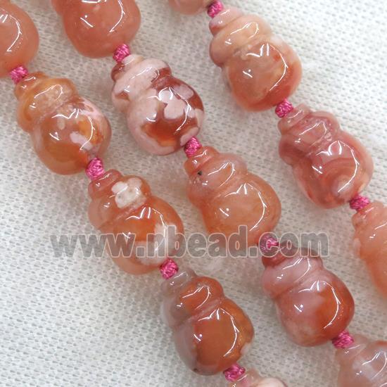 red Cherry Agate beads, gourd