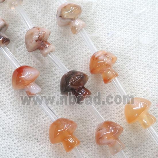 Cherry Agate Mushroom Beads