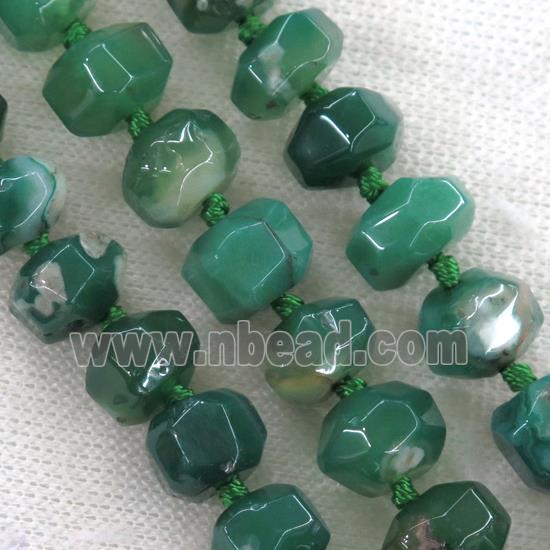 green Cherry Agate beads, faceted rondelle