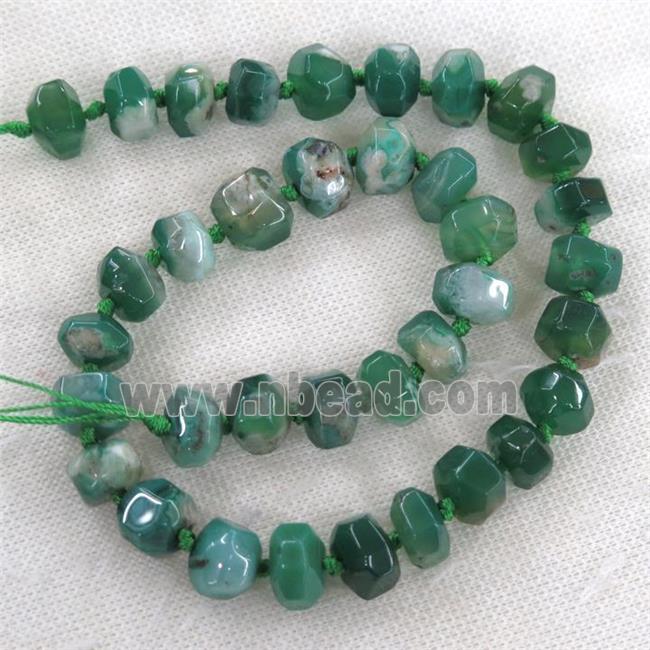 green Cherry Agate beads, faceted rondelle