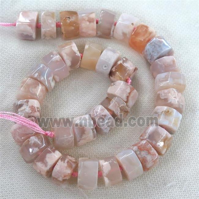 pink Cherry Agate beads, faceted heishi