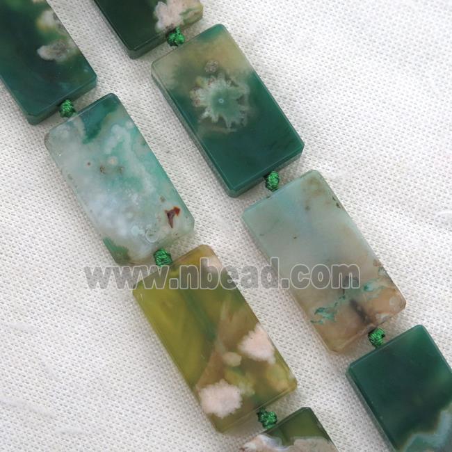 green Cherry Agate beads, rectangle