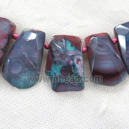 red rock agate collar beads, trapezia