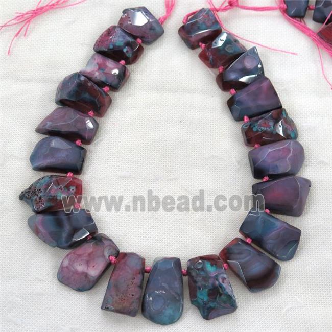 red rock agate collar beads, trapezia