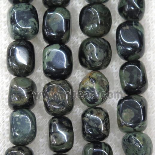 green Kambaba Jasper beads, freeform
