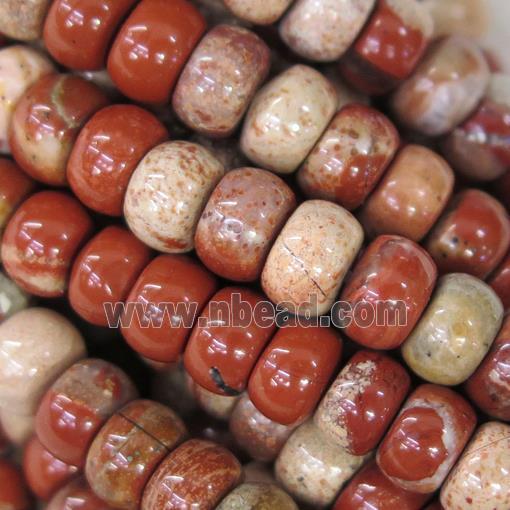 white lace Red Jasper barrel beads